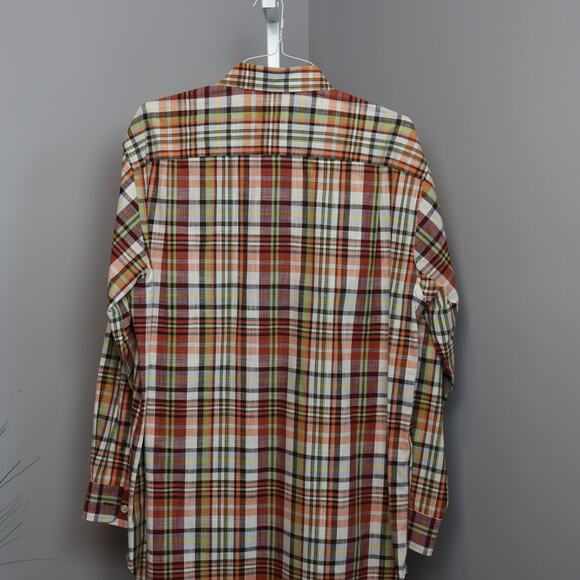 Orvis Men’s Plaid Button Down Shirt Large Fall Colors Classic Fit Cotton - Picture 2 of 3